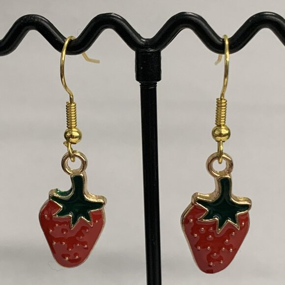 Strawberry Earring, Fruit Earring, Funny Food Earring, Berry Earring, Gift Idea - Picture 4 of 4